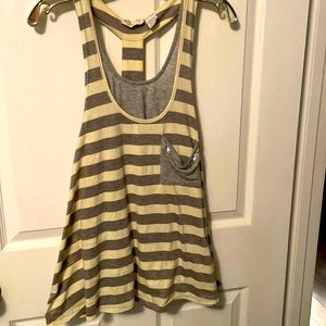 Miss Me layered tank top with silver bling light yellow/grey T back SZ-Small